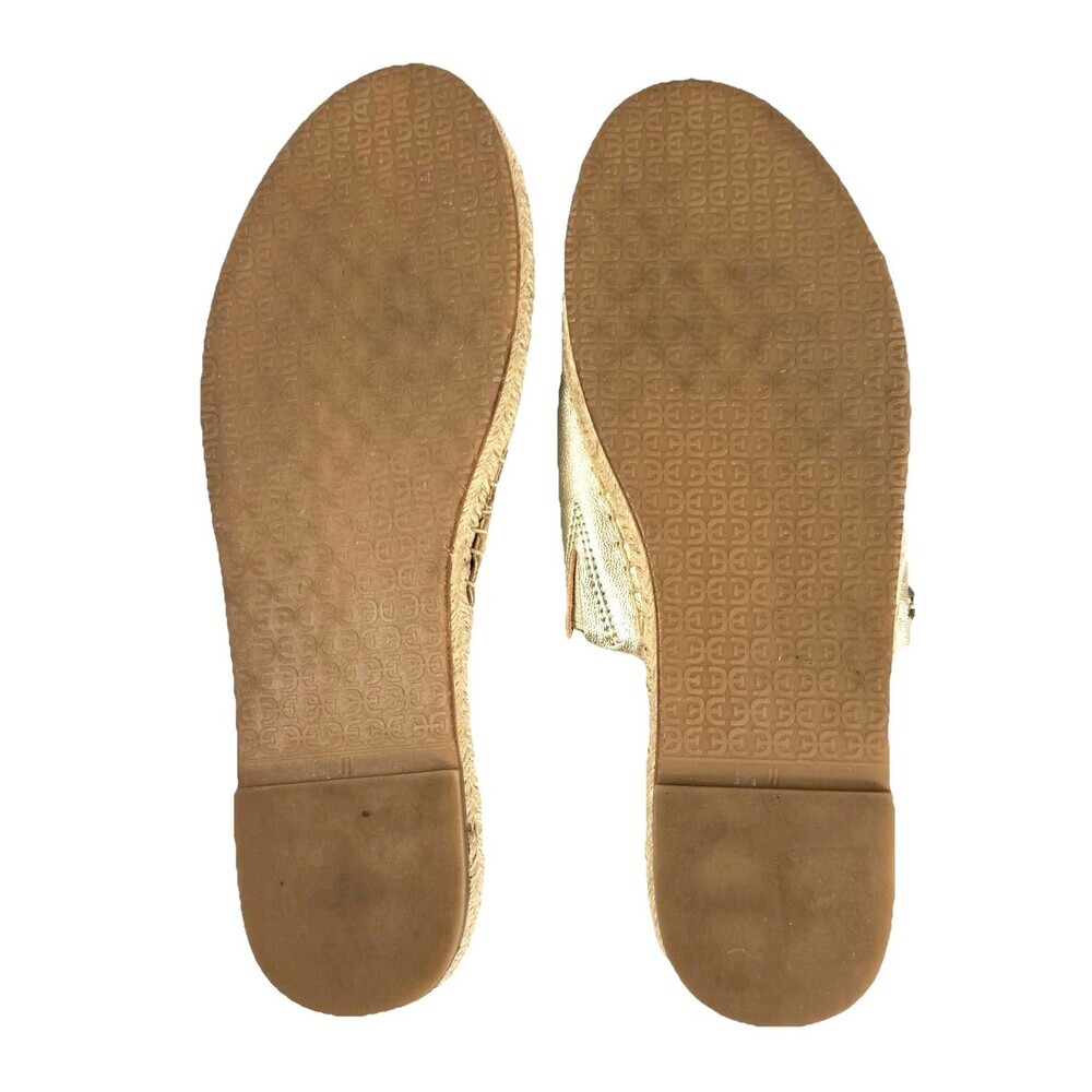 Sam Edelman Andy Leather Espadrille Slide Sandals Gold Scallop Women 11 - Picture 8 of 9